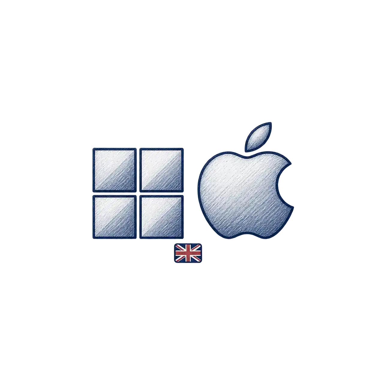 Windows and Apple Mac logos representing IPTV streaming on compatible PCs and Mac computers